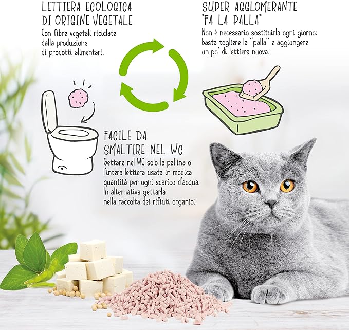 Cat&Rina BeNatural lettiera profumata al tofu alla Pesca Gatti 5,5L-Cat&Rina-Emalles