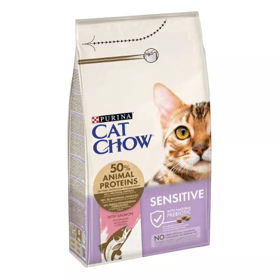 Purina Cat chow Sensitive Salmone crocchette per gatti 1,5kg - Emalles