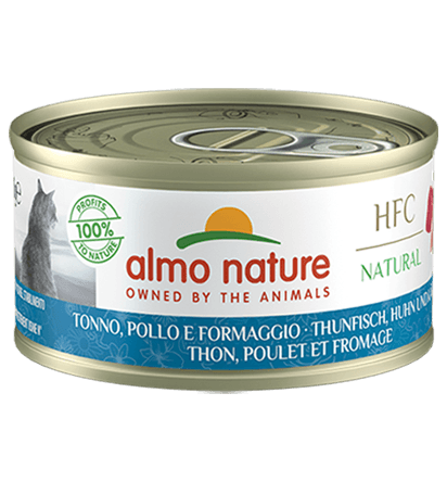 Almo Nature HFC Natural con tonno pollo e formaggio umido per gatti 70g