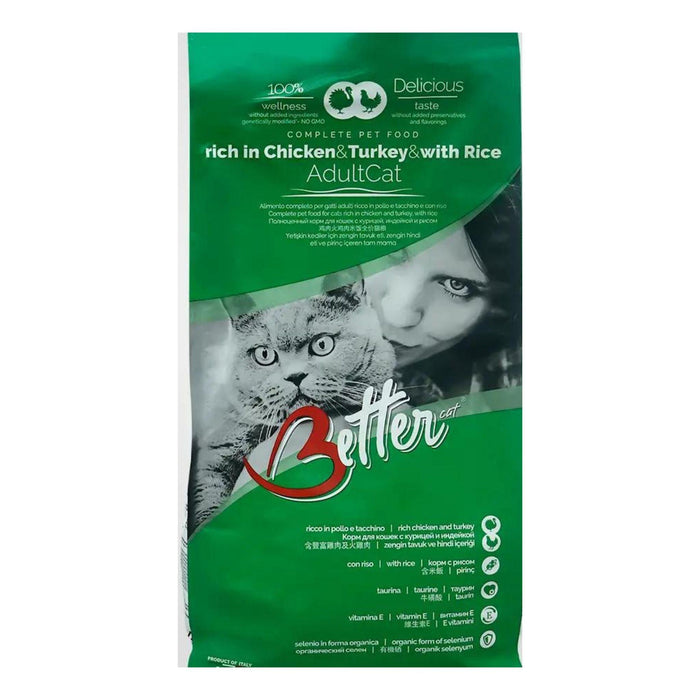 Better Adult Cat Pollo Tacchino Riso alimento completo per gatti adulti 10kg