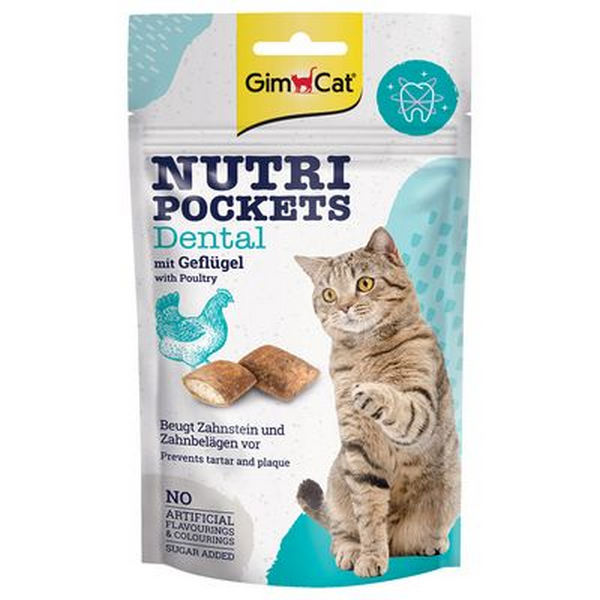 Gimcat Nutri Pockets Dental pollame snack gatti 60g-Gimcat-Emalles