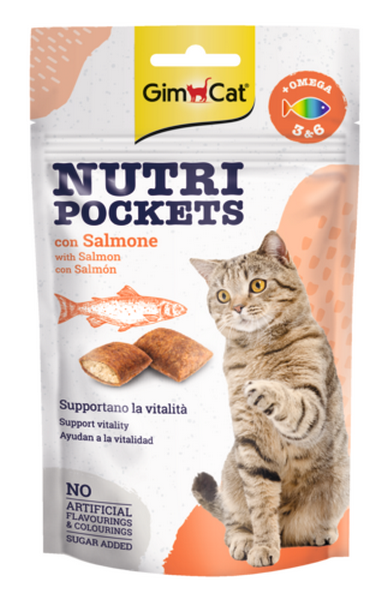 Gimcat Nutri Pockets salmone snack gatti 60g-Gimcat-Emalles