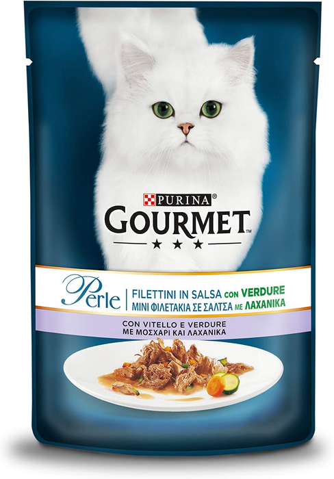 Gourmet Perle Filettini in Salsa Vitello e Verdure umido gatti 85g-Gourmet-Emalles