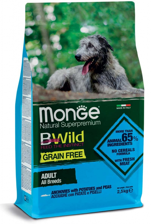 Monge Bwild Adult All Breeds acciughe secco cani 12kg-Monge-Emalles