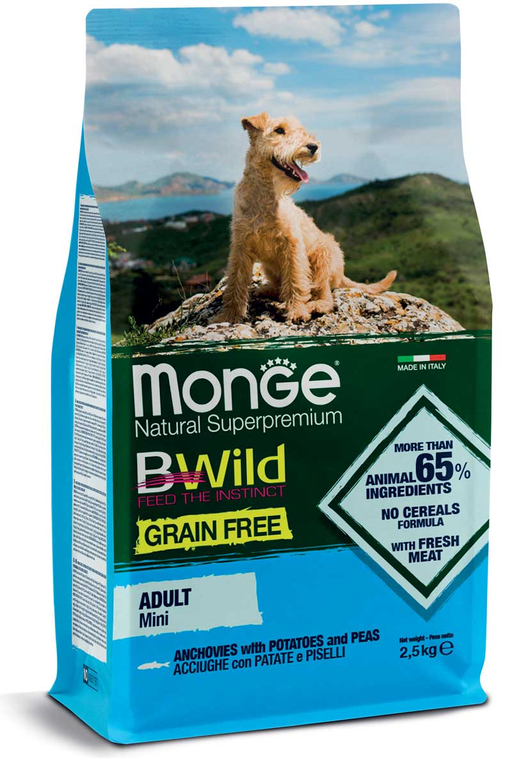 Monge BWild Adult Mini acciughe secco cani 2.5kg-Monge-Emalles