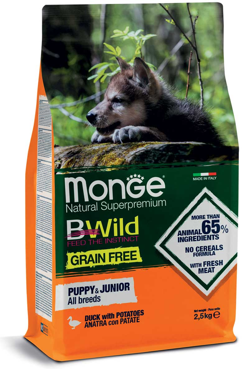Monge BWild Puppy Junior All Breeds Anatra secco cani-Monge-Emalles