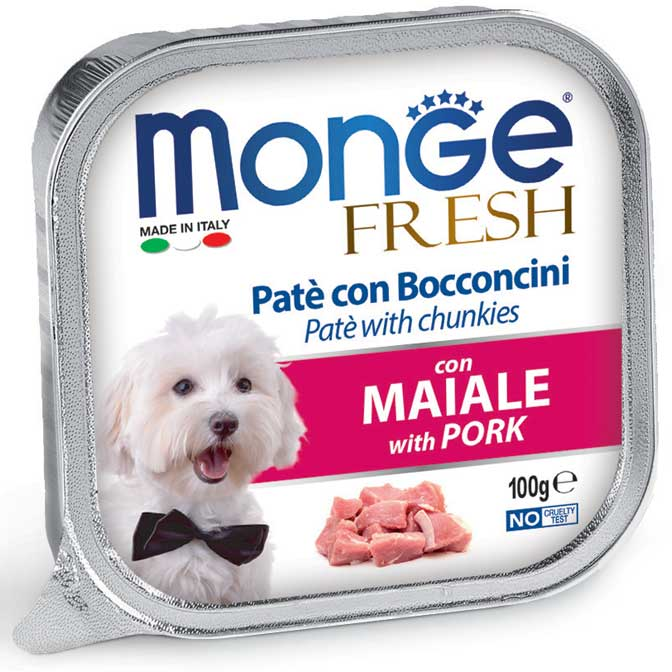 Monge Fresh Patè con Bocconcini maiale umido cani 100g-Monge-Emalles