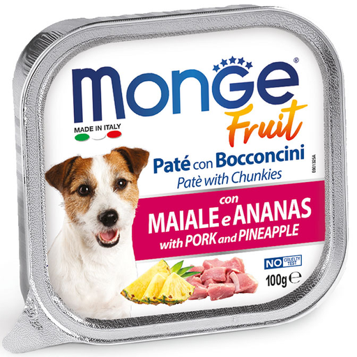 Monge Fruit Patè con Bocconcini maiale e ananas umido cani 100g-Monge-Emalles
