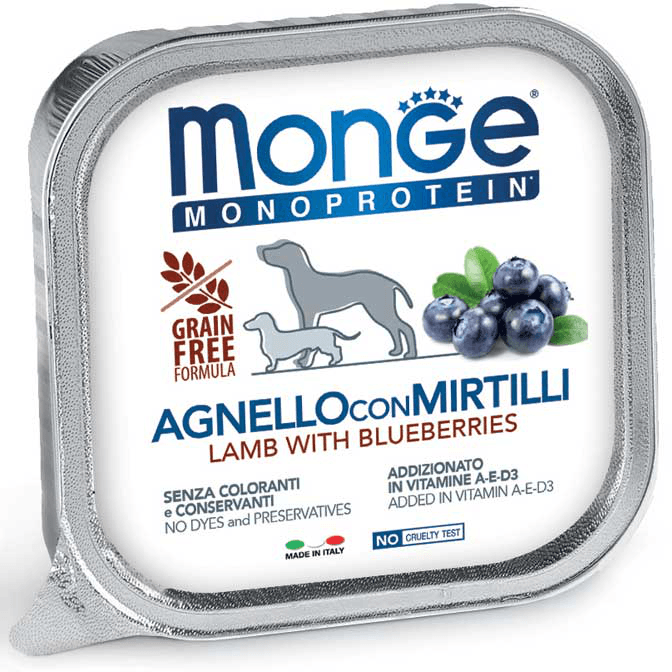 Monge Monoprotein Paté Agnello con Mirtilli umido per cani 150g - Emalles