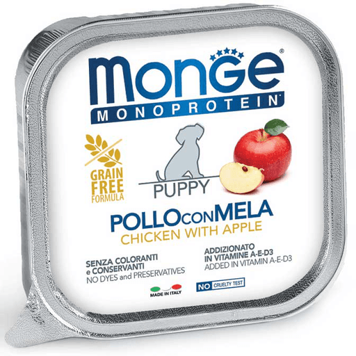 Monge Monoprotein Paté Pollo con Mela – Puppy umido per cani 150g - Emalles