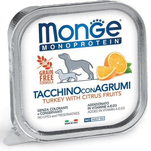 Monge Monoprotein Paté Tacchino con Agrumi umido per cani 150g - Emalles