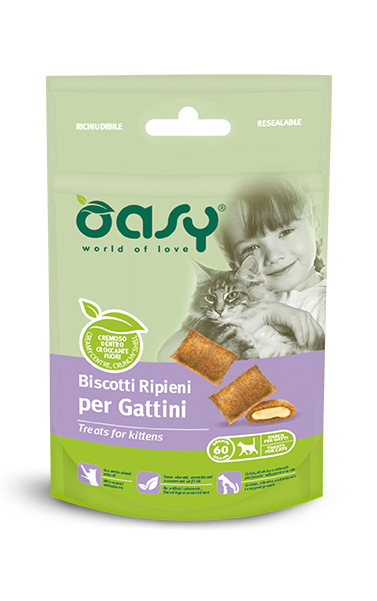 Oasy Biscotti Ripieni kitten snack gattini 60g-Oasy-Emalles
