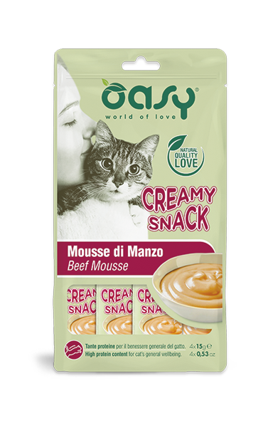 Oasy Creamy Snack mousse di manzo gatti 4x15-Oasy-Emalles