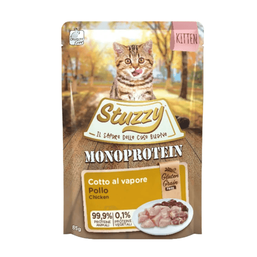 Stuzzy Monoprotein per gattini pollo cotto al vapore umido per gatti 85g - Emalles