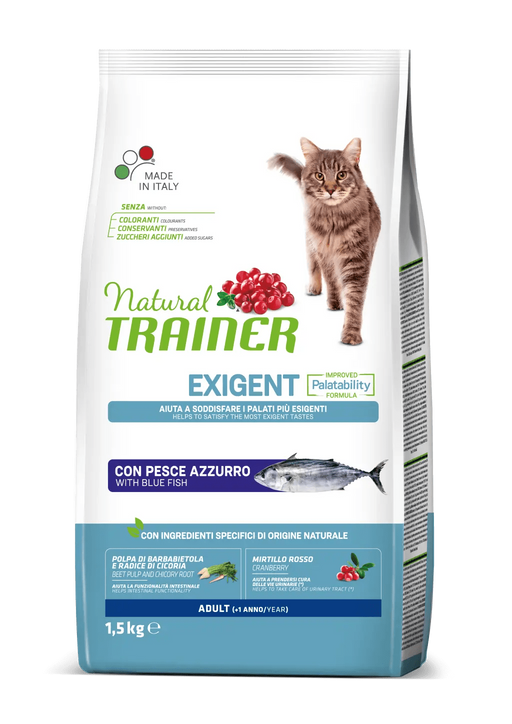Natural Trainer Exigent Adult pesce azzurro secco gatti 1.5kg-Natural Trainer-Emalles