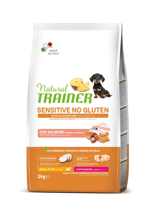 Natural Trainer Sensitive no gluten Small Puppy salmone secco cani 2kg-Natural Trainer-Emalles